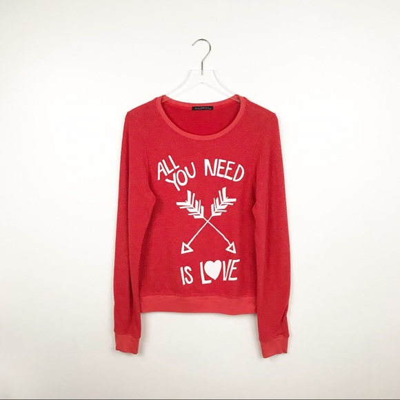 Wildfox Sweaters - Wildfox | Red All “You Need is Love” Sweatshirt XS